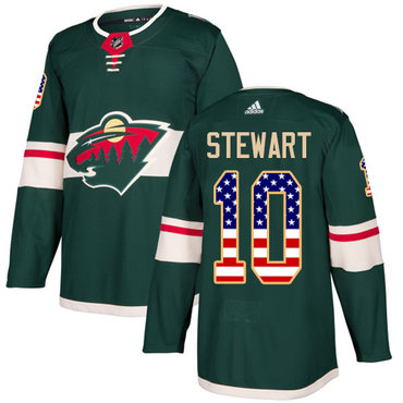 Personalized Youth Minnesota Wild #10 Chris Stewart Green Home Authentic USA Flag Stitched NHL Jersey