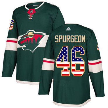 Personalized Youth Minnesota Wild #46 Jared Spurgeon Green Home Authentic USA Flag Stitched NHL Jersey