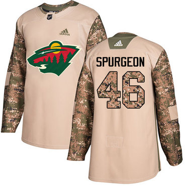 Personalized Youth Minnesota Wild #46 Jared Spurgeon Camo Authentic 2017 Veterans Day Stitched NHL Jersey