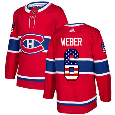 Personalized Youth Montreal Canadiens #6 Shea Weber Red Home Authentic USA Flag Stitched NHL Jersey