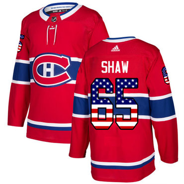 Personalized Youth Montreal Canadiens #65 Andrew Shaw Red Home Authentic USA Flag Stitched NHL Jersey
