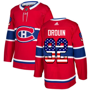 Personalized Youth Montreal Canadiens #92 Jonathan Drouin Red Home Authentic USA Flag Stitched NHL Jersey