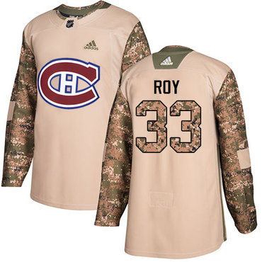 Personalized Youth Montreal Canadiens #33 Patrick Roy Camo Authentic 2017 Veterans Day Stitched NHL Jersey