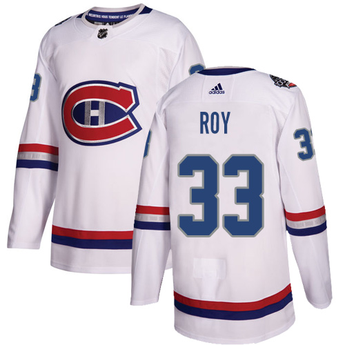 Personalized Youth Montreal Canadiens #33 Patrick Roy White Authentic 2017 100 Classic Stitched NHL Jersey