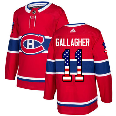 Personalized Youth Montreal Canadiens #11 Brendan Gallagher Red Home Authentic USA Flag Stitched NHL Jersey