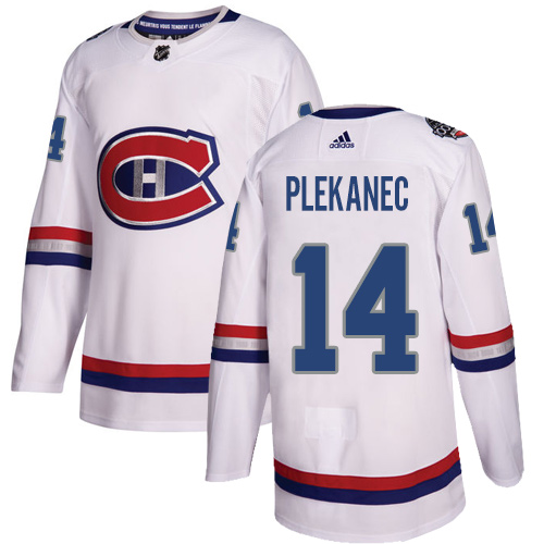 Personalized Youth Montreal Canadiens #14 Tomas Plekanec White Authentic 2017 100 Classic Stitched NHL Jersey