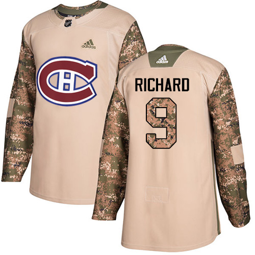 Personalized Youth Montreal Canadiens #9 Maurice Richard Camo Authentic 2017 Veterans Day Stitched NHL Jersey