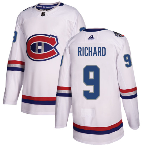 Personalized Youth Montreal Canadiens #9 Maurice Richard White Authentic 2017 100 Classic Stitched NHL Jersey