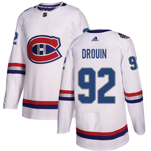 Personalized Youth Montreal Canadiens #92 Jonathan Drouin White Authentic 2017 100 Classic Stitched NHL Jersey