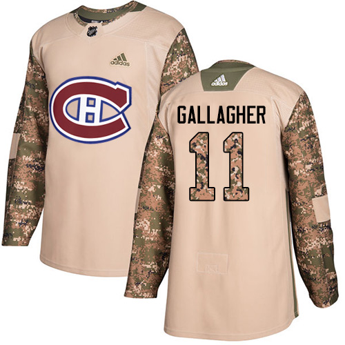 Personalized Youth Montreal Canadiens #11 Brendan Gallagher Camo Authentic 2017 Veterans Day Stitched NHL Jersey