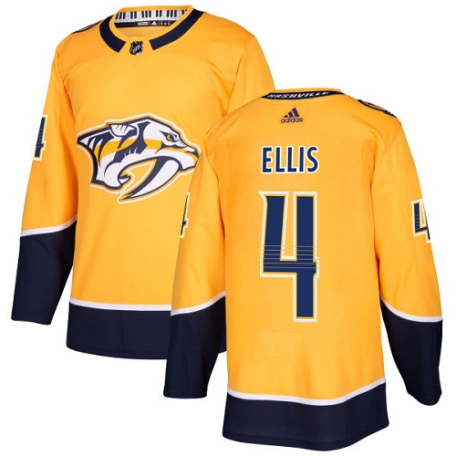 Personalized Youth Nashville Predators #4 Ryan Ellis Yellow Home Authentic Stitched NHL Jersey