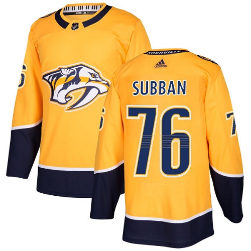 Personalized Youth Nashville Predators #76 P.K Subban Yellow Home Authentic Stitched NHL Jersey