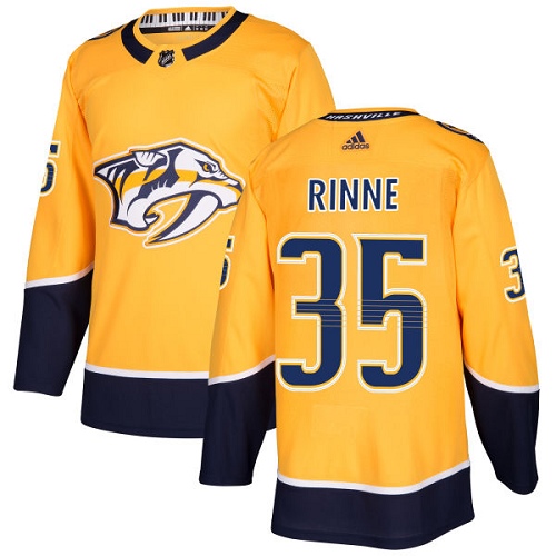 Personalized Youth Nashville Predators #35 Pekka Rinne Yellow Home Authentic Stitched NHL Jersey