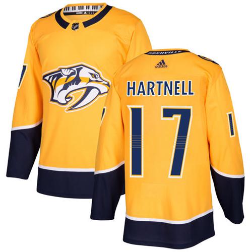 Personalized Youth Nashville Predators #17 Scott Hartnell Yellow Home Authentic Stitched NHL Jersey