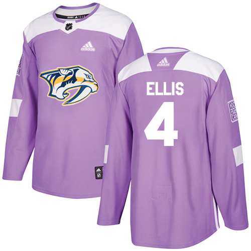 Personalized Youth Nashville Predators #4 Ryan Ellis Purple Authentic Fights Cancer Stitched NHL Jersey