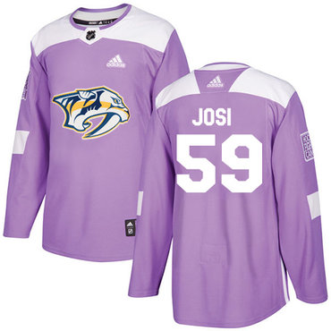 Personalized Youth Nashville Predators #59 Roman Josi Purple Authentic Fights Cancer Stitched NHL Jersey