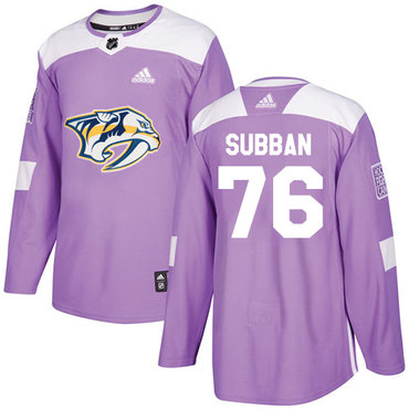 Personalized Youth Nashville Predators #76 P.K Subban Purple Authentic Fights Cancer Stitched NHL Jersey