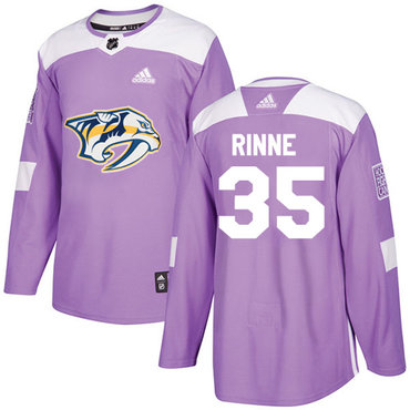 Personalized Youth Nashville Predators #35 Pekka Rinne Purple Authentic Fights Cancer Stitched NHL Jersey