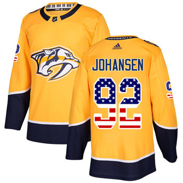 Personalized Youth Nashville Predators #92 Ryan Johansen Yellow Home Authentic USA Flag Stitched NHL Jersey