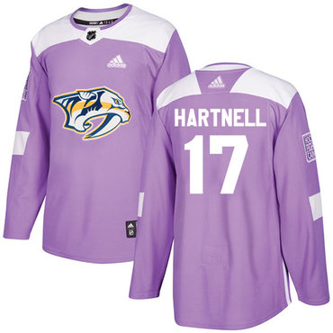 Personalized Youth Nashville Predators #17 Scott Hartnell Purple Authentic Fights Cancer Stitched NHL Jersey
