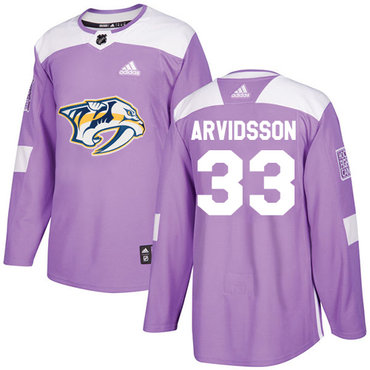 Personalized Youth Nashville Predators #33 Viktor Arvidsson Purple Authentic Fights Cancer Stitched NHL Jersey