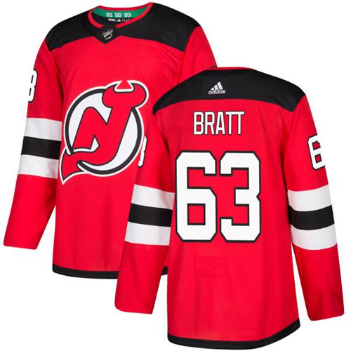 Personalized Youth New Jersey Devils #63 Jesper Bratt Red Home Authentic Stitched NHL Jersey