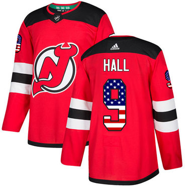 Personalized Youth New Jersey Devils #9 Taylor Hall Red Home Authentic USA Flag Stitched NHL Jersey