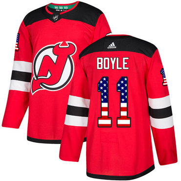 Personalized Youth New Jersey Devils #11 Brian Boyle Red Home Authentic USA Flag Stitched NHL Jersey