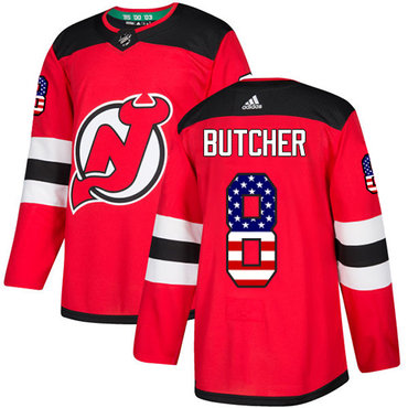Personalized Youth New Jersey Devils #8 Will Butcher Red Home Authentic USA Flag Stitched NHL Jersey