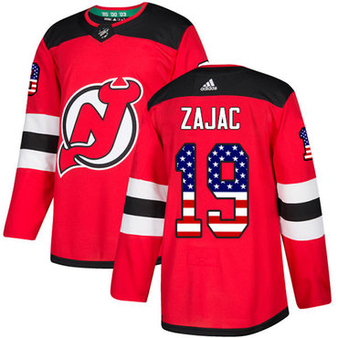 Personalized Youth New Jersey Devils #19 Travis Zajac Red Home Authentic USA Flag Stitched NHL Jersey