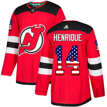 Personalized Youth New Jersey Devils #14 Adam Henrique Red Home Authentic USA Flag Stitched NHL Jersey