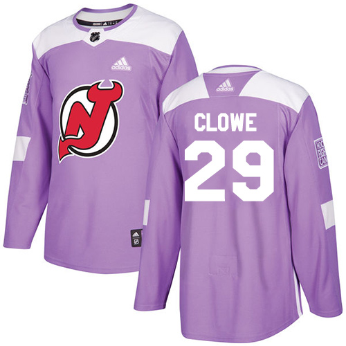Personalized Youth New Jersey Devils #29 Ryane Clowe Purple Authentic Fights Cancer Stitched NHL Jersey