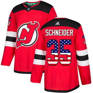 Personalized Youth New Jersey Devils #35 Cory Schneider Red Home Authentic USA Flag Stitched NHL Jersey