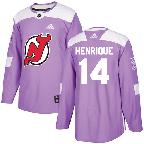 Personalized Youth New Jersey Devils #14 Adam Henrique Purple Authentic Fights Cancer Stitched NHL Jersey