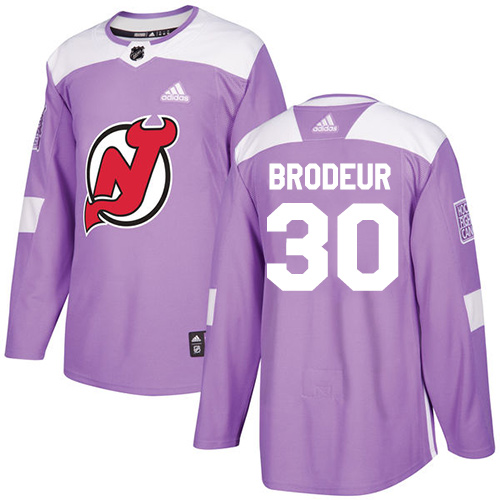 Personalized Youth New Jersey Devils #30 Martin Brodeur Purple Authentic Fights Cancer Stitched NHL Jersey