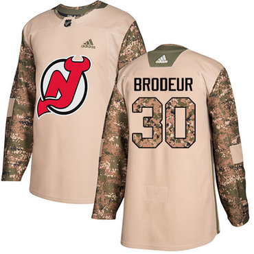 Personalized Youth New Jersey Devils #30 Martin Brodeur Camo Authentic 2017 Veterans Day Stitched NHL Jersey