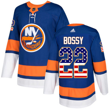 Personalized Youth New York Islanders #22 Mike Bossy Royal Blue Home Authentic USA Flag Stitched NHL Jersey