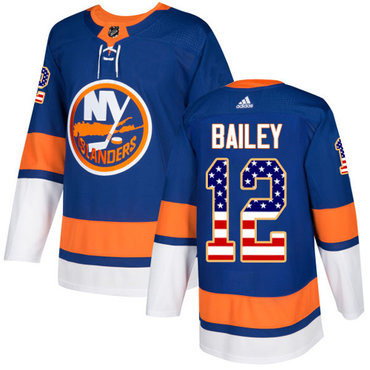 Personalized Youth New York Islanders #12 Josh Bailey Royal Blue Home Authentic USA Flag Stitched NHL Jersey