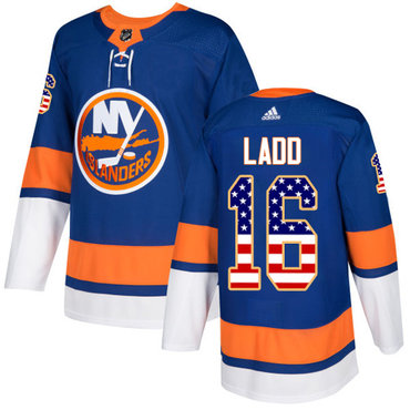Personalized Youth New York Islanders #16 Andrew Ladd Royal Blue Home Authentic USA Flag Stitched NHL Jersey
