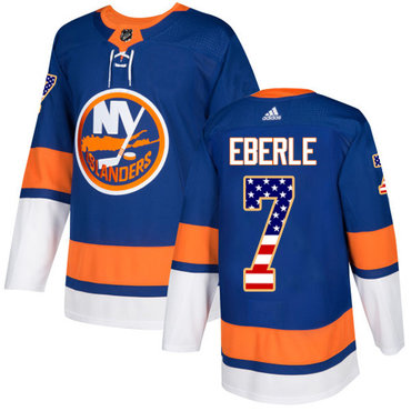 Personalized Youth New York Islanders #7 Jordan Eberle Royal Blue Home Authentic USA Flag Stitched NHL Jersey