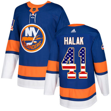 Personalized Youth New York Islanders #41 Jaroslav Halak Royal Blue Home Authentic USA Flag Stitched NHL Jersey