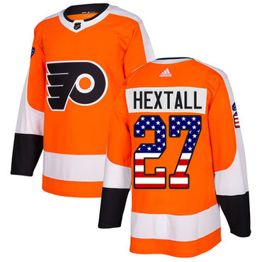 Personalized Youth Philadelphia Flyers #27 Ron Hextall Orange Home Authentic USA Flag Stitched NHL Jersey