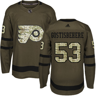 Personalized Youth Philadelphia Flyers #53 Shayne Gostisbehere Green Salute to Service Stitched NHL Jersey