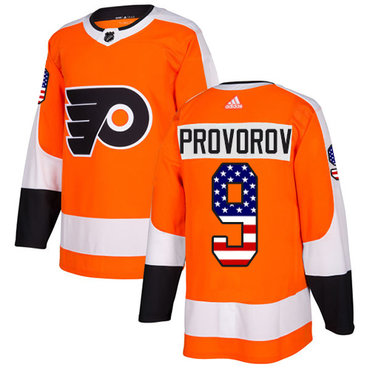 Personalized Youth Philadelphia Flyers #9 Ivan Provorov Orange Home Authentic USA Flag Stitched NHL Jersey