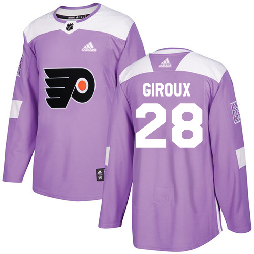 Personalized Youth Philadelphia Flyers #28 Claude Giroux Purple Authentic Fights Cancer Stitched NHL Jersey