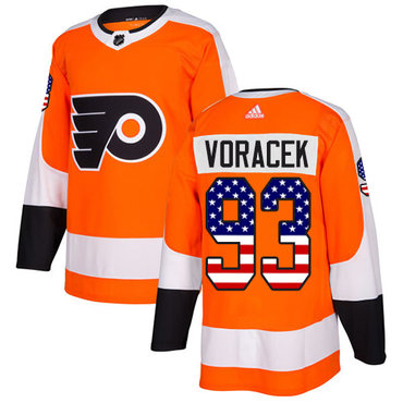Personalized Youth Philadelphia Flyers #93 Jakub Voracek Orange Home Authentic USA Flag Stitched NHL Jersey