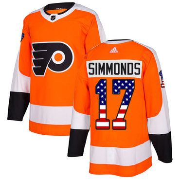 Personalized Youth Philadelphia Flyers #17 Wayne Simmonds Orange Home Authentic USA Flag Stitched NHL Jersey