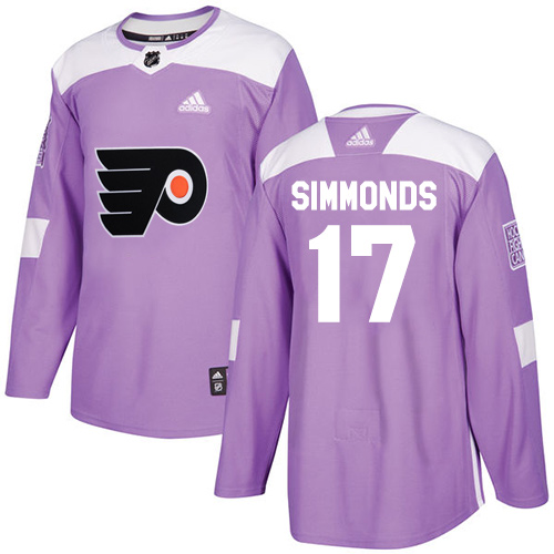 Personalized Youth Philadelphia Flyers #17 Wayne Simmonds Purple Authentic Fights Cancer Stitched NHL Jersey