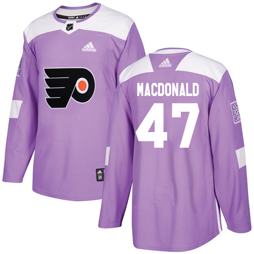 Personalized Youth Philadelphia Flyers #47 Andrew MacDonald Purple Authentic Fights Cancer Stitched NHL Jersey