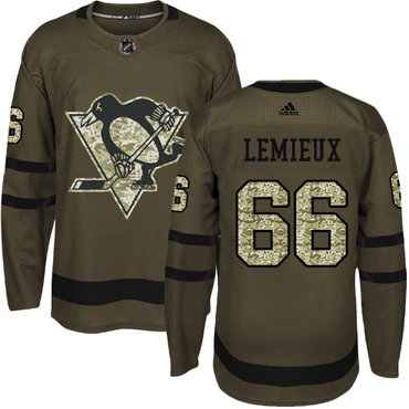 Personalized Youth Pittsburgh Penguins #66 Mario Lemieux Green Salute to Service Stitched NHL Jersey